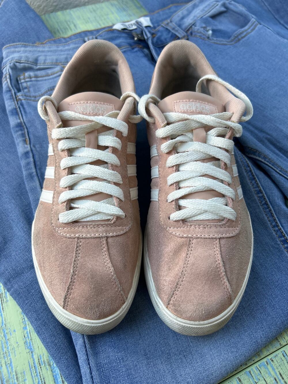 Womens Adidas VL Court Suede Sneakers Blush Pink W SZ 8